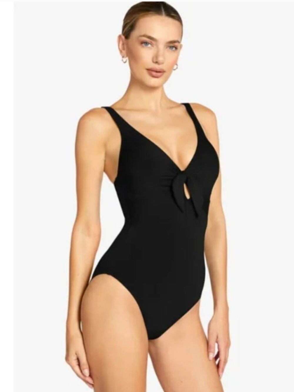 Robin Piccone Ava Knotted One Piece Swimsuit Black Vacation Beach Cruise Size 12